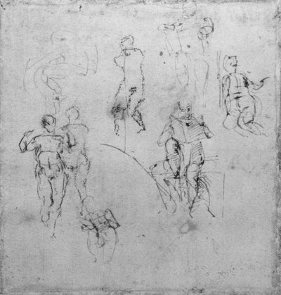 Figure studies for the Lunettes of the Sistine Chapel Ceiling by Michelangelo Buonarroti
